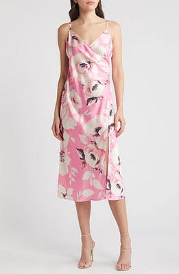 Lulus Garden Sweetheart Floral Slipdress Pink/Ivory/Black at Nordstrom,