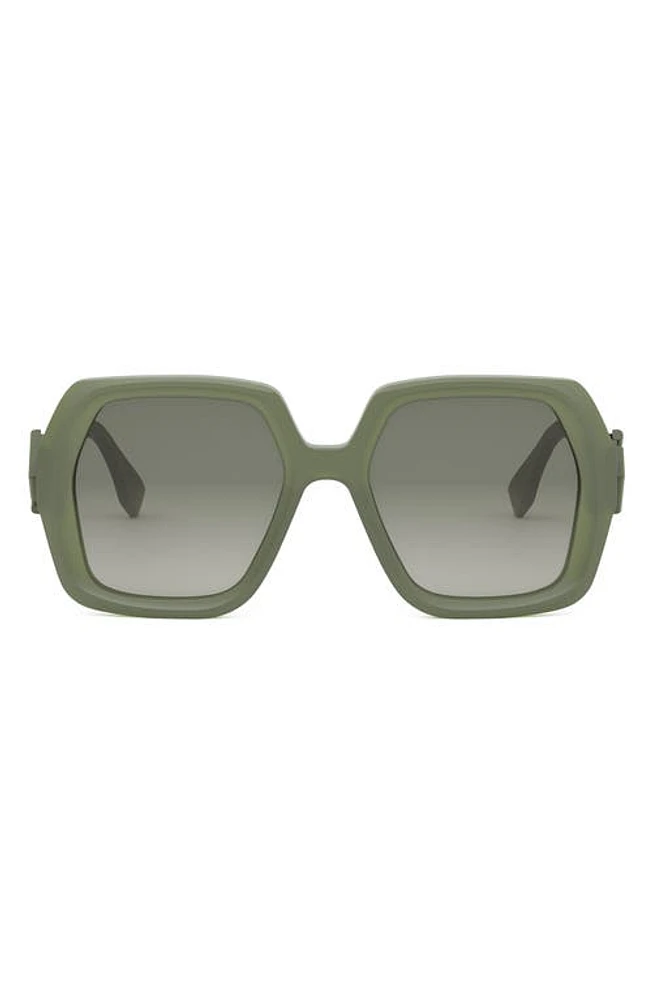 'Fendi Diamonds 51mm Square Sunglasses in Shiny Light Green /Green at Nordstrom