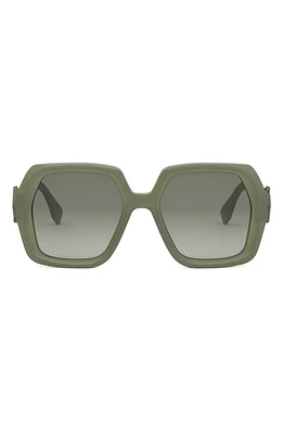 'Fendi Diamonds 51mm Square Sunglasses in Shiny Light Green /Green at Nordstrom