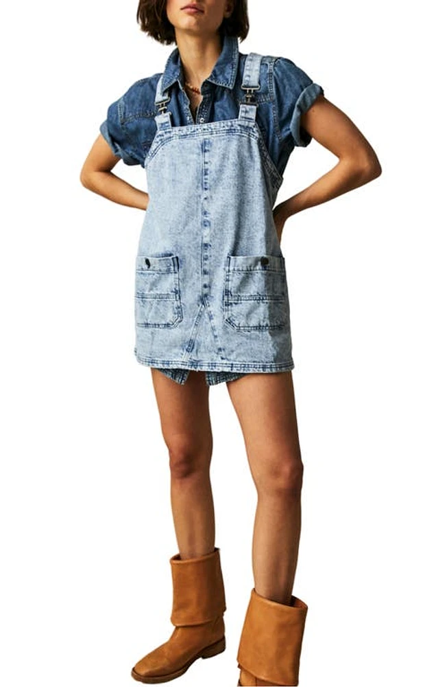 Free People Denim Overall Minidress All Faded Out at Nordstrom,