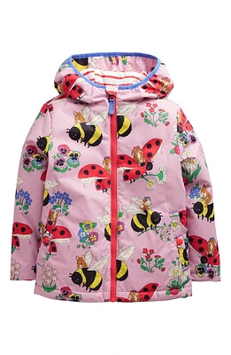 Mini Boden Kids' Water Resistant Jersey Lined Hooded Jacket in Sugared Almond Pink Bumble at Nordstrom, Size 2-3Y