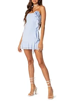 EDIKTED Thalia Rosette Ruffle Strapless Minidress Blue at Nordstrom,