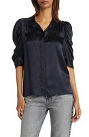 FRAME Gillian Three-Quarter Sleeve Silk Button-Up Shirt at Nordstrom,