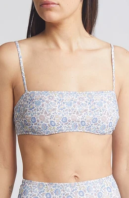 Nu Swim x Liberty London Lucky Floral Print Bandeau Bikini Top Blue Multi at Nordstrom,