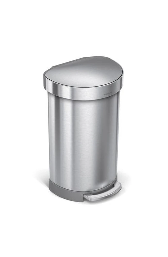 simplehuman 45L Semi Round Step Trash Can in Brushed at Nordstrom