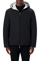 Bugatchi Reversible Hooded Water Repellent Bomber Jacket Caviar at Nordstrom,