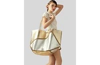 Cynthia Rowley Mixed Metallic Vegan Leather Oversized Tote in Gold at Nordstrom