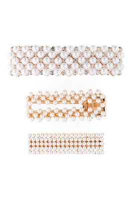 Tasha Assorted 3-Pack Imitation Pearl Hair Clips in Gold at Nordstrom