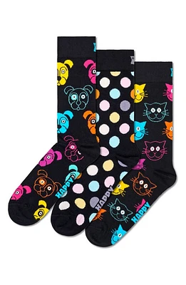 Happy Socks Assorted 3-Pack Crew Socks in Navy at Nordstrom