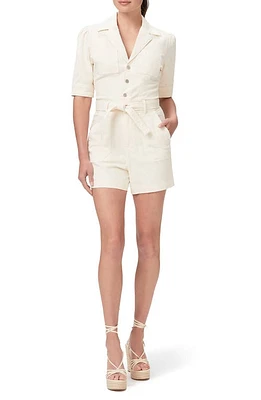 PAIGE Mayslie Tie Waist Romper Quartz Sand at Nordstrom,