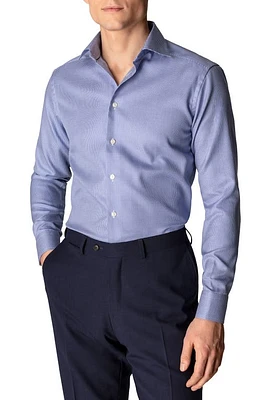 Eton Slim Fit Houndstooth Cotton Dress Shirt Blue at Nordstrom,