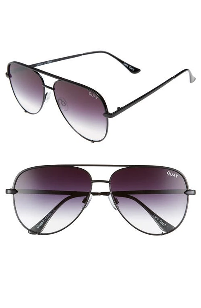 Quay Australia High Key 62mm Oversize Aviator Sunglasses in Black Fade To Clear at Nordstrom