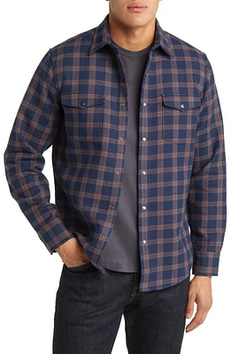 Nordstrom Colville Trim Fit Snap Front Shirt in Navy- Brown Colville Plaid at Nordstrom, Size Xx-Large