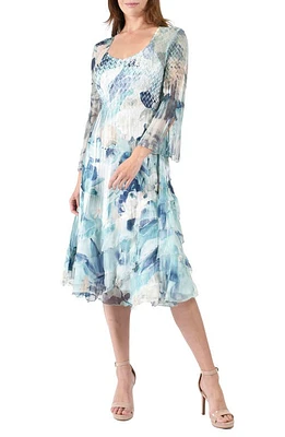 Komarov Ruffle Bell Sleeve Cocktail Dress Meander Meadow at Nordstrom,