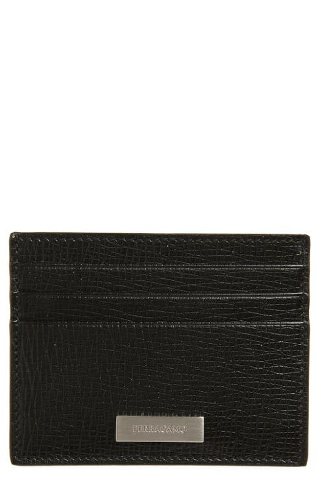 FERRAGAMO New Revival Leather Card Case in Nero Nero at Nordstrom