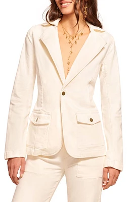 Ramy Brook Lia Notch Lapel Cotton Blend Blazer White at Nordstrom,