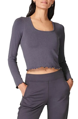 Sweaty Betty Mindful Crop Seamless Rib Long Sleeve T-Shirt Urban Grey at Nordstrom,