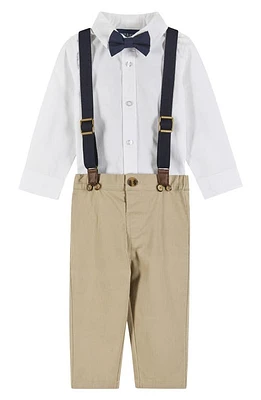 Andy & Evan Button-Up Shirt, Suspenders, Pants Bow Tie Set White at Nordstrom,