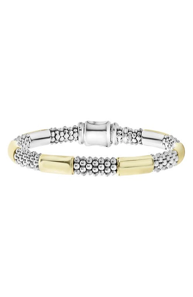 LAGOS Signature Caviar High Bar Rope Bracelet in Silver/Gold at Nordstrom