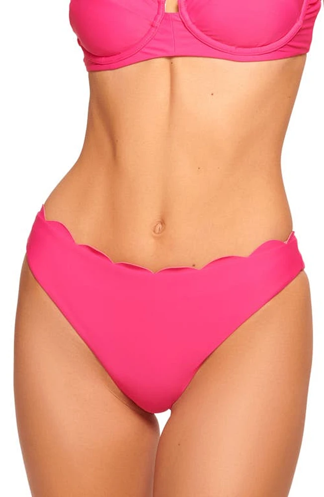 Ramy Brook Amani Scalloped Bikini Bottoms in Perfect Pink at Nordstrom, Size X-Small