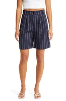 Sophie Rue Frances Linen Suit Shorts Navy White Stripe at Nordstrom,