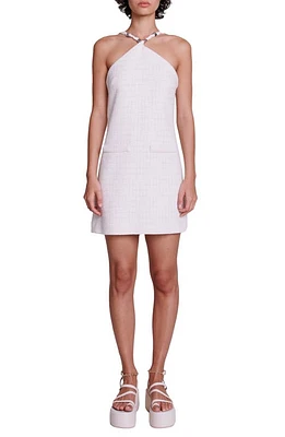 maje Rilloni Tweed Crossback Halter Minidress Ecru at Nordstrom,