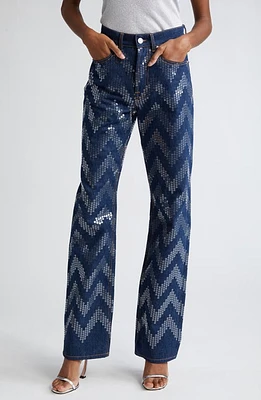 Missoni Sequin Chevron Straight Leg Jeans Transparent Sequins Dark Blue at Nordstrom, Us