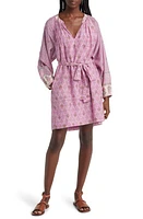 XÍRENA Hart Long Sleeve Belted Cotton & Silk Dress Pink Posey at Nordstrom,