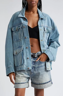 R13 Oversize Denim Trucker Jacket Warren Blue at Nordstrom,