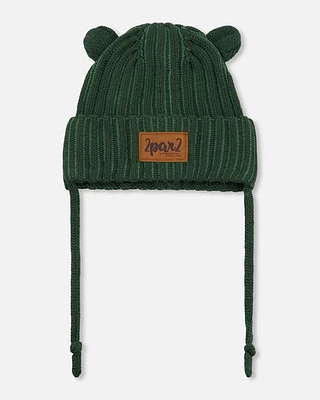 Deux Par Deux Baby Unisex Baby Knit Hat With Ears Forest Green at Nordstrom