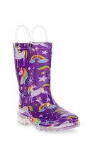 Western Chief Kids' Rainbow Unicorn Light-Up Waterproof Rain Boot Purple at Nordstrom, M