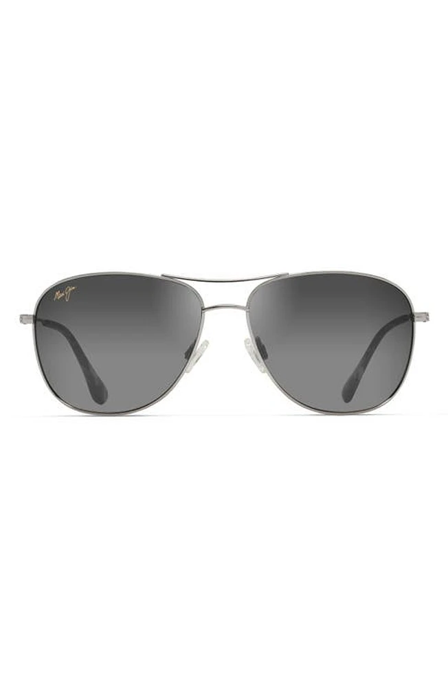 Maui Jim Cliff House 59mm Polarized Aviator Sunglasses in Silver at Nordstrom