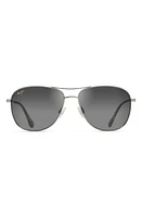 Maui Jim Cliff House 59mm Polarized Aviator Sunglasses in Silver at Nordstrom