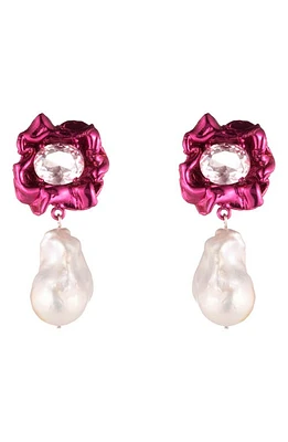 Sterling King Lola Floral Baroque Pearl Drop Earrings in Fuchsia at Nordstrom