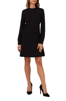 halogen(r) Mock Neck Long Sleeve Dress in Rich Black at Nordstrom, Size X-Small