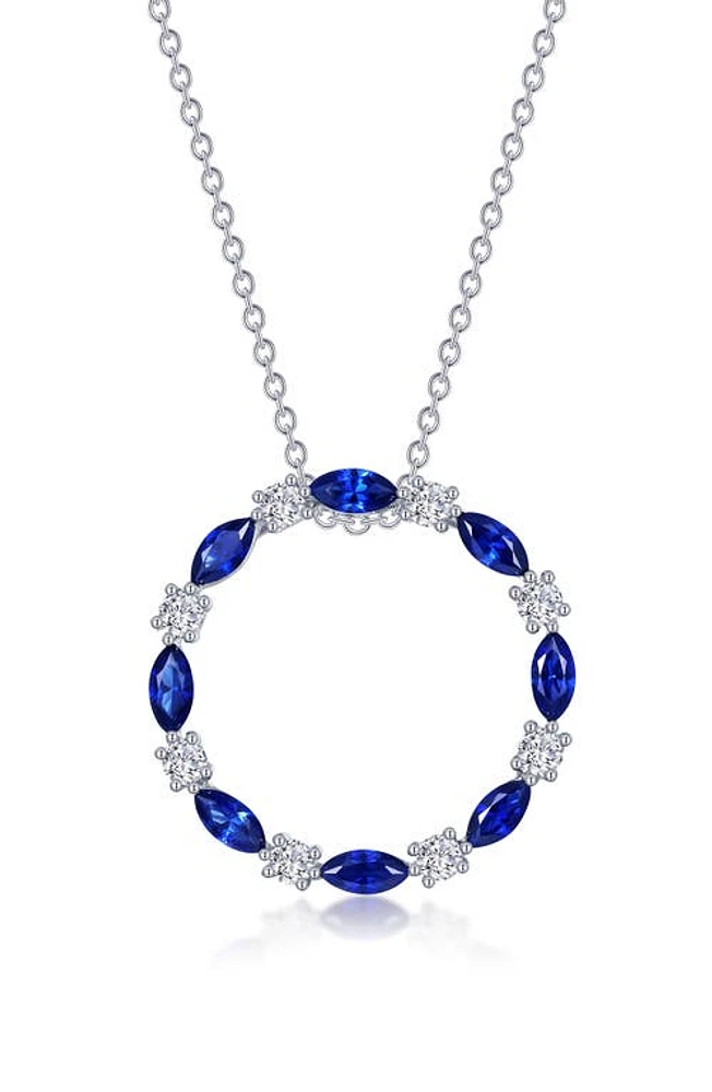 Lafonn Fancy Lab Grown Sapphire Pendant Necklace in Blue at Nordstrom, Size 20