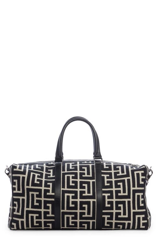 Balmain Voyage Monogram Jacquard Duffle Bag in Gfe Ivory/Black at Nordstrom