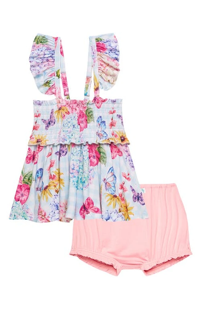 Posh Peanut Kids' Nicolette Floral Smocked Top & Shorts Set Light/Pastel Blue at Nordstrom,