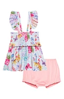 Posh Peanut Kids' Nicolette Floral Smocked Top & Shorts Set Light/Pastel Blue at Nordstrom,