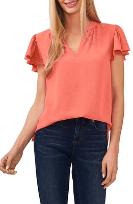 CeCe Flutter Sleeve V-Neck Top at Nordstrom,