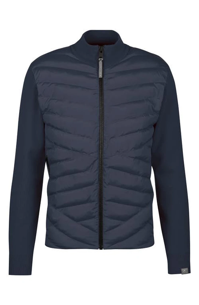 Capranea Noirmont Merino Wool Zip Puffer Cardigan in Midnight Navy at Nordstrom, Size 44 Us