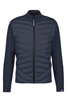 Capranea Noirmont Merino Wool Zip Puffer Cardigan in Midnight Navy at Nordstrom, Size 44 Us