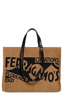 FERRAGAMO Signature Canvas Tote in Brown/Nero at Nordstrom