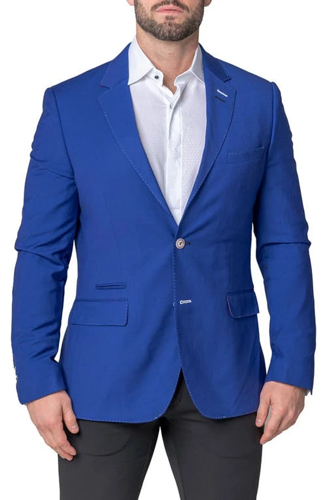 Maceoo Socrates Topstitch Blazer Blue at Nordstrom,