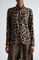 Max Mara Etna Leopard print Silk Button-Up Shirt Camel at Nordstrom,