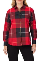 Foxcroft Rhea Gingham Shirt Black/Red at Nordstrom,