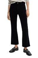 MANGO Crop Flare Corduroy Jeans Black at Nordstrom