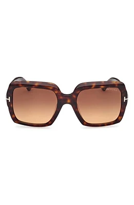 TOM FORD Kaya 54mm Square Sunglasses in Shiny Dark Havana /Brown at Nordstrom