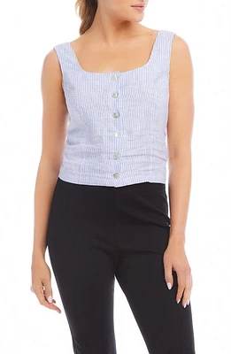 FIFTEEN TWENTY Tina Stripe Lace-Up Back Linen Top at Nordstrom,