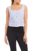 FIFTEEN TWENTY Tina Stripe Lace-Up Back Linen Top at Nordstrom,